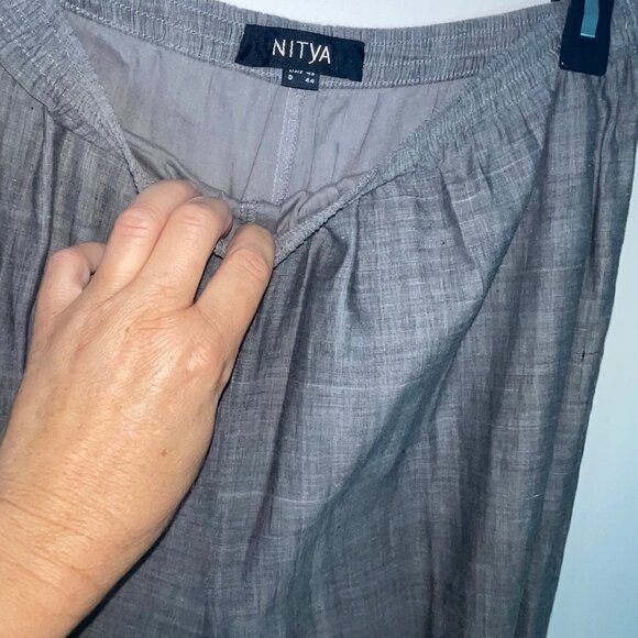 Nitya Womens Two Piece Set Jacket And Pants Suit Size 10 Gray Pure Cotton - Picture 13 of 16